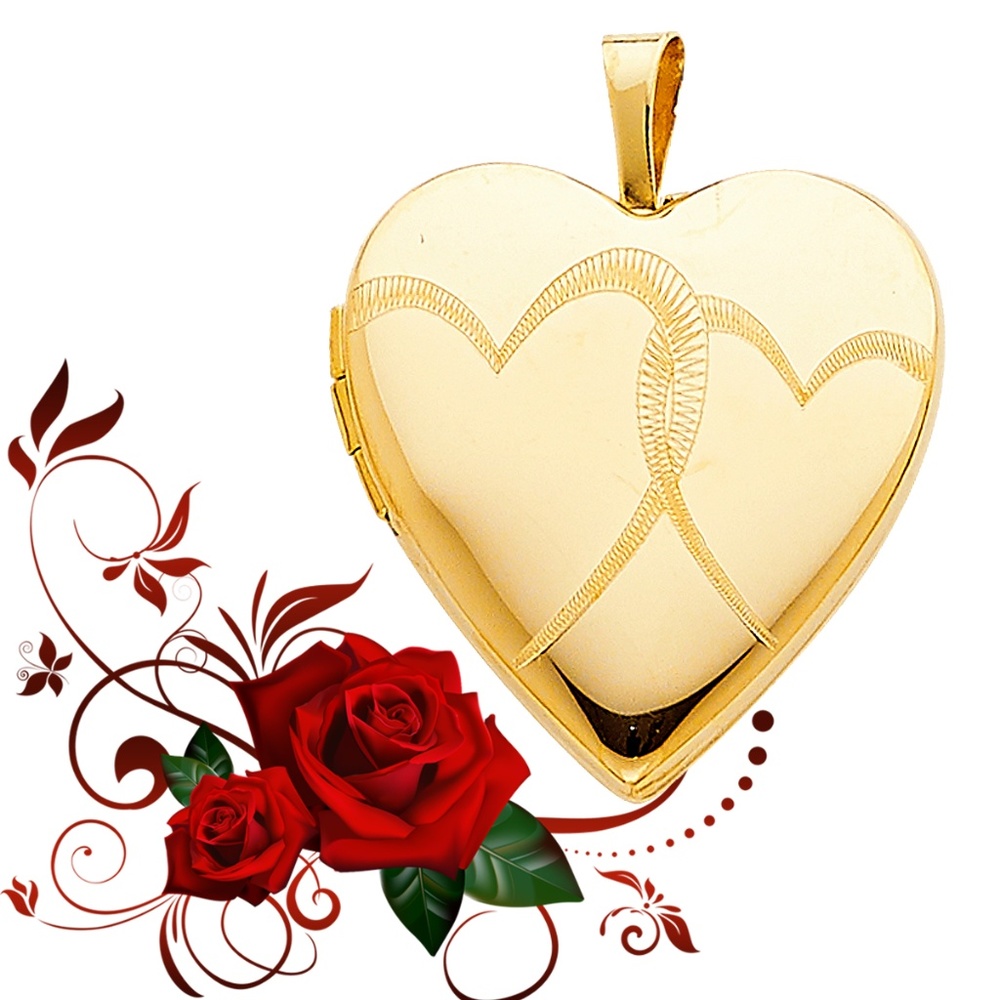 14K Yellow Gold  Heart Locket Pendant